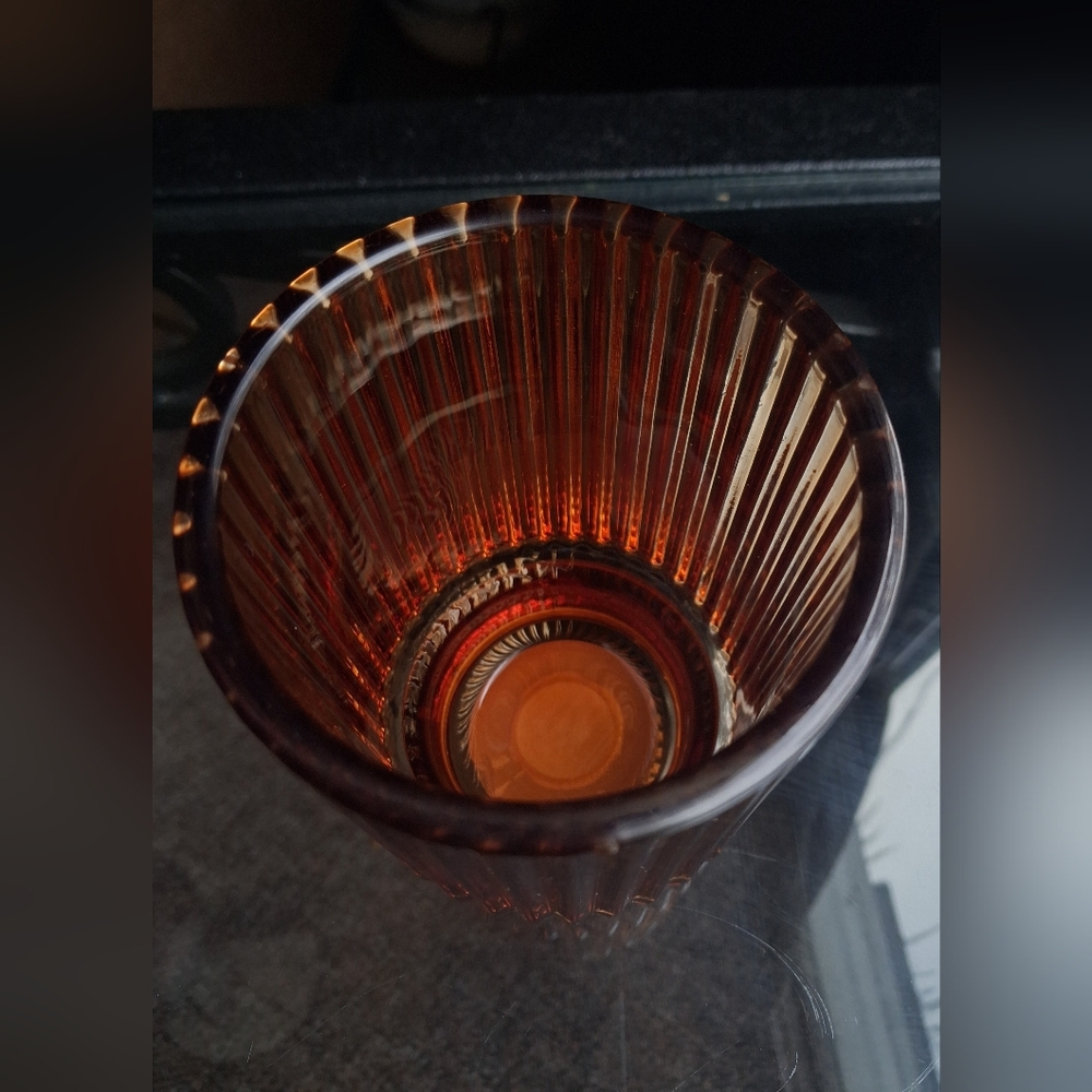 2pk Amber Glass Accent Decor Holder with Gold Base - Picture 2 of 3